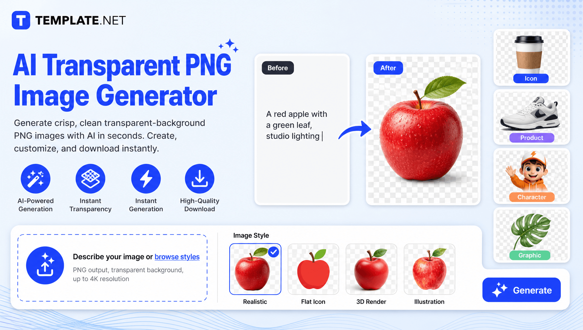 Free AI Transparent PNG Generator Online – Create PNG with Transparent Background